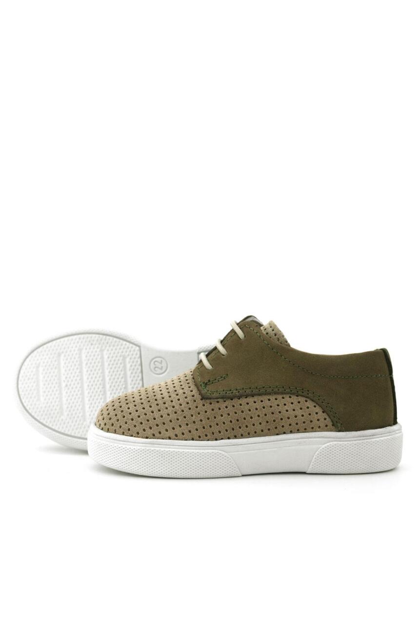 Rakerplus Hakiki Deri Vizon Haki Lastikli Erkek Çocuk Günlük Ayakkabı - 6