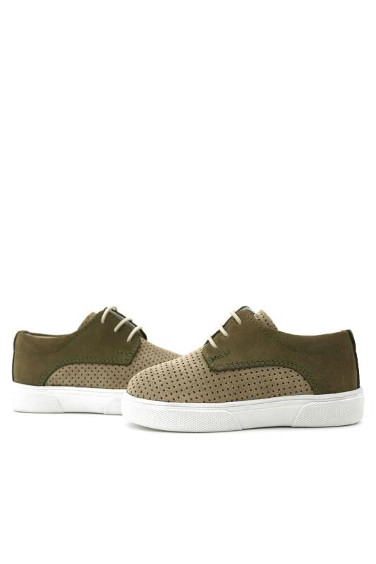 Rakerplus Hakiki Deri Vizon Haki Lastikli Erkek Çocuk Günlük Ayakkabı - 7