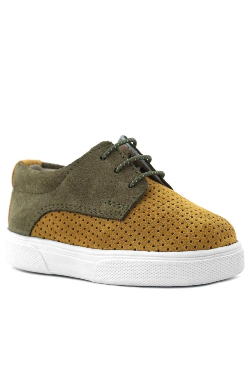 Rakerplus Hakiki Deri Hardal Sarı Haki Lastikli Erkek Çocuk Günlük Ayakkabı - 2