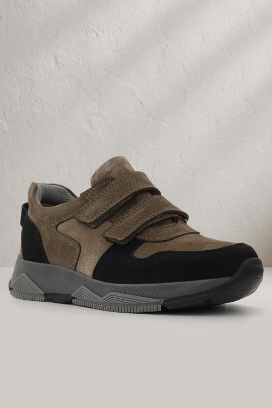 Rakerplus Hakiki Deri Kahverengi Siyah Çocuk Sneakers Spor Ayakkabı - 5