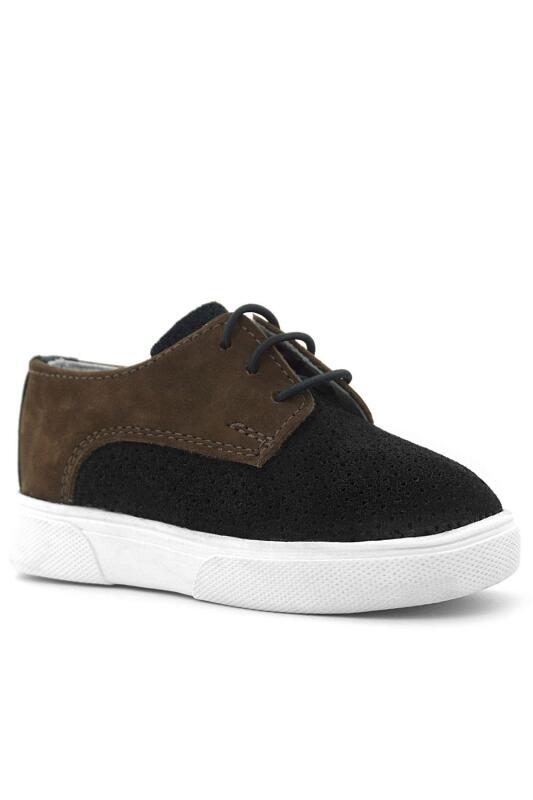 Rakerplus Hakiki Deri Siyah Kahve Lastikli Erkek Çocuk Günlük Ayakkabı - 2