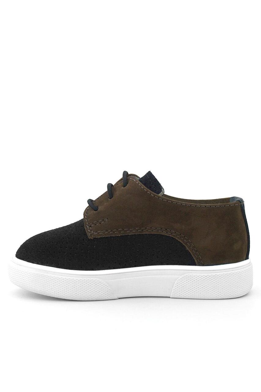 Rakerplus Hakiki Deri Siyah Kahve Lastikli Erkek Çocuk Günlük Ayakkabı - 4