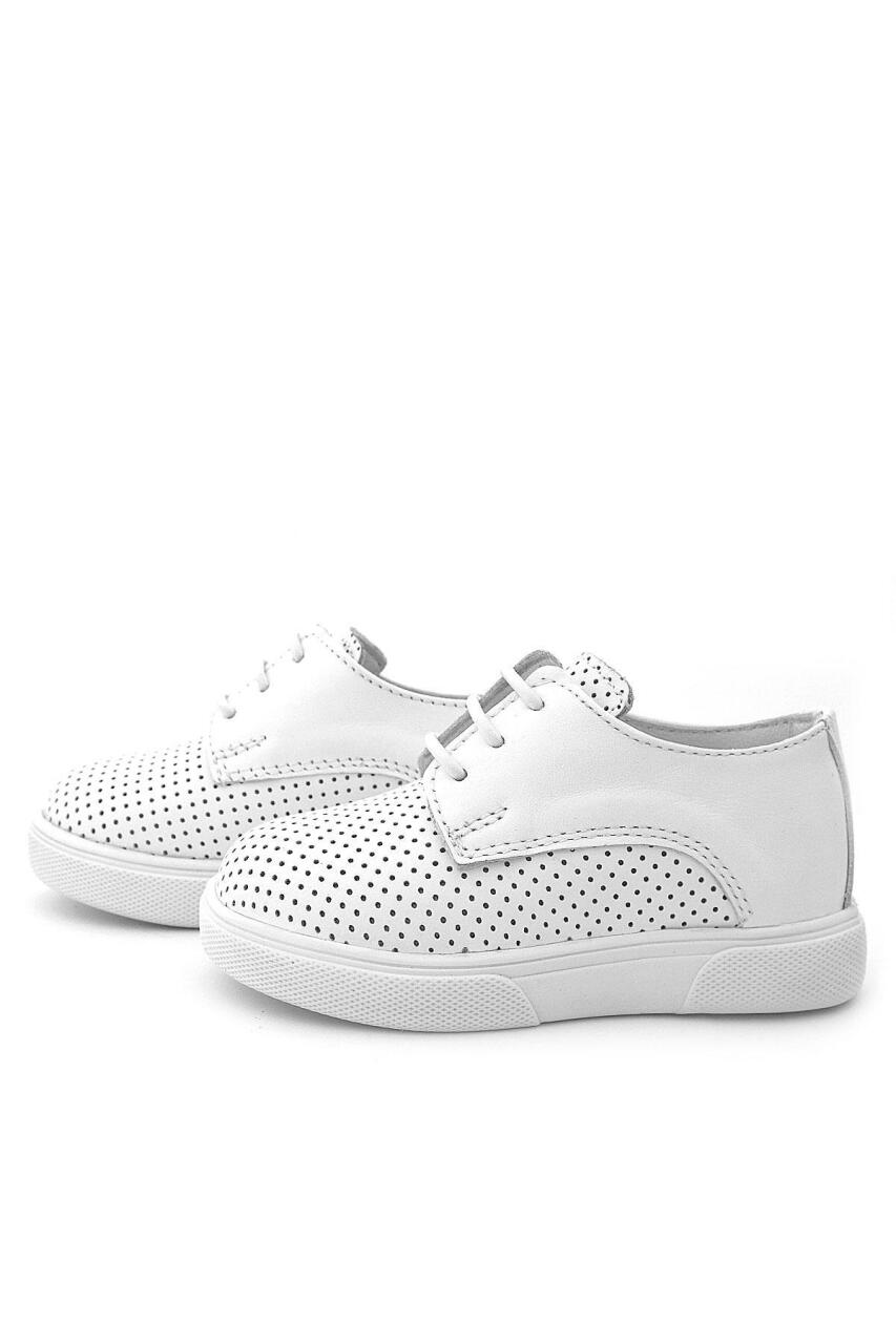 Rakerplus Hakiki Deri Beyaz Lastikli Erkek Çocuk Günlük Ayakkabı - 3