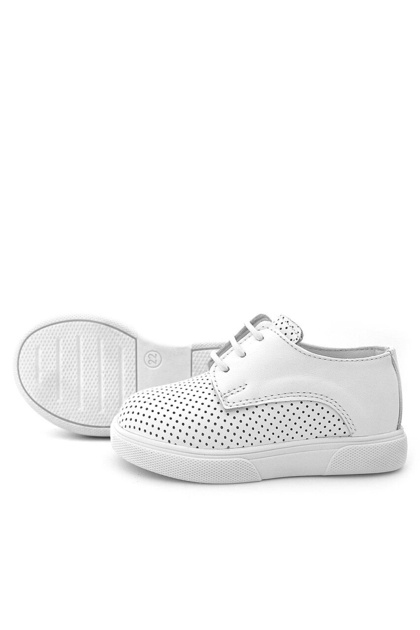 Rakerplus Hakiki Deri Beyaz Lastikli Erkek Çocuk Günlük Ayakkabı - 4