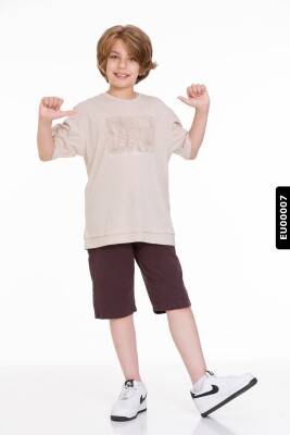 Erkek Çocuk Pamuklu Beli Lastikli Regular Bermuda Şort 9-13 Yaş 395338 Ekpr00010 Koyu Kırmızı - 2