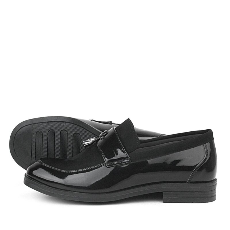 Rakerplus Loafer Siyah Rugan Nubuk Erkek Klasik Çocuk Ayakkabı - 5