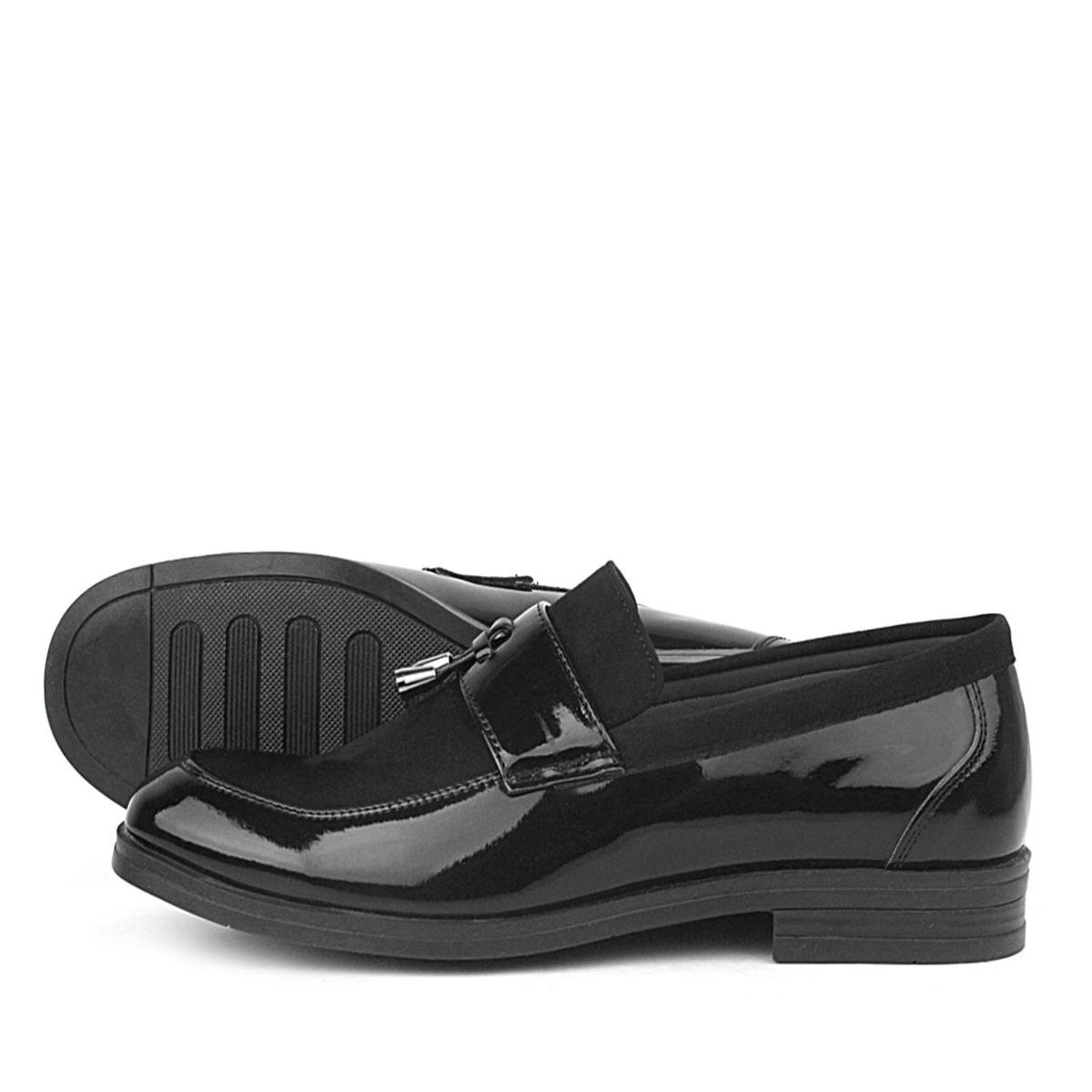 Rakerplus Loafer Siyah Rugan Nubuk Erkek Klasik Çocuk Ayakkabı - 5