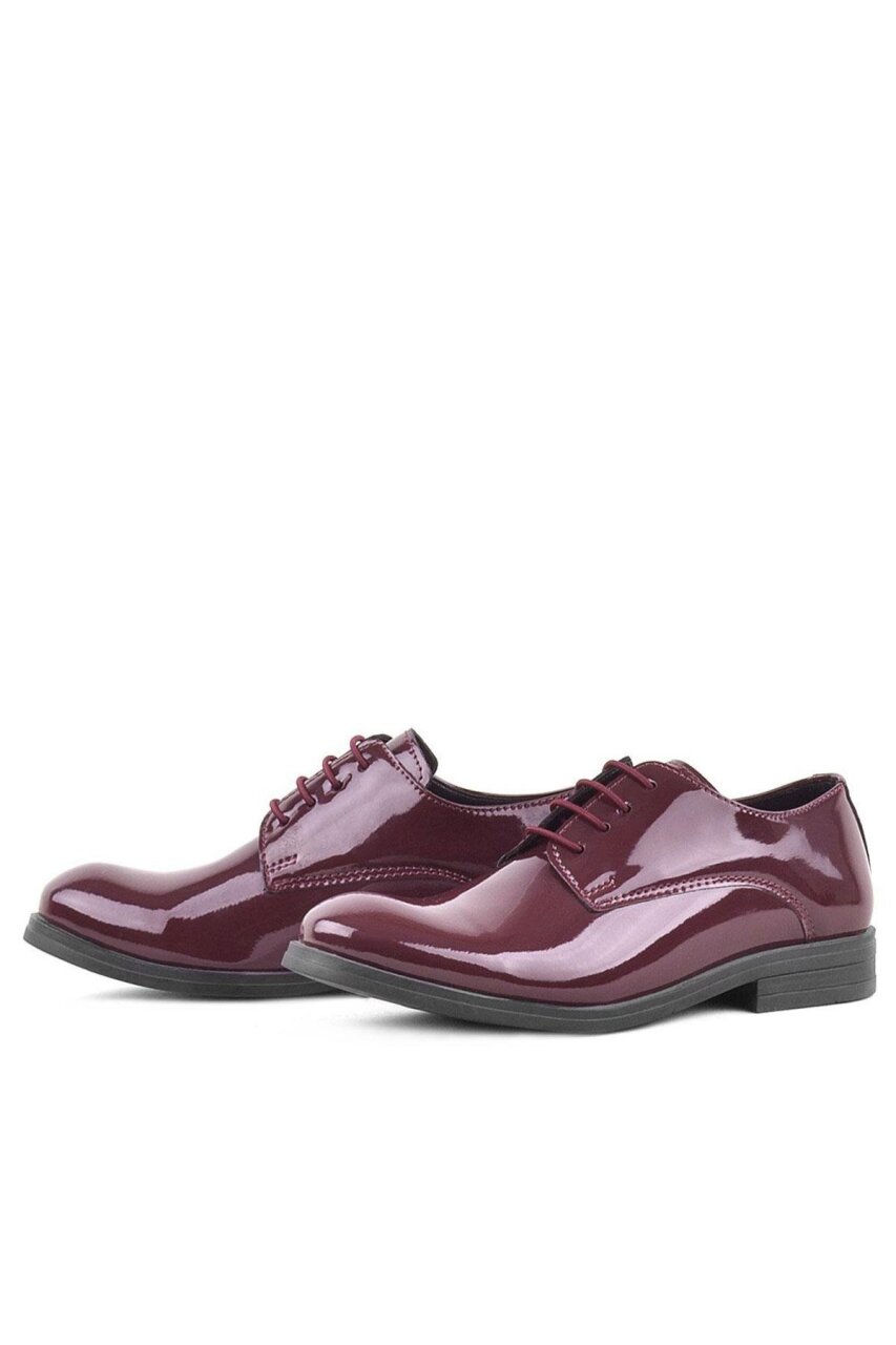 Rakerplus Bordo Rugan Bağcıklı Oxford Çocuk Okul Ayakkabısı - 4