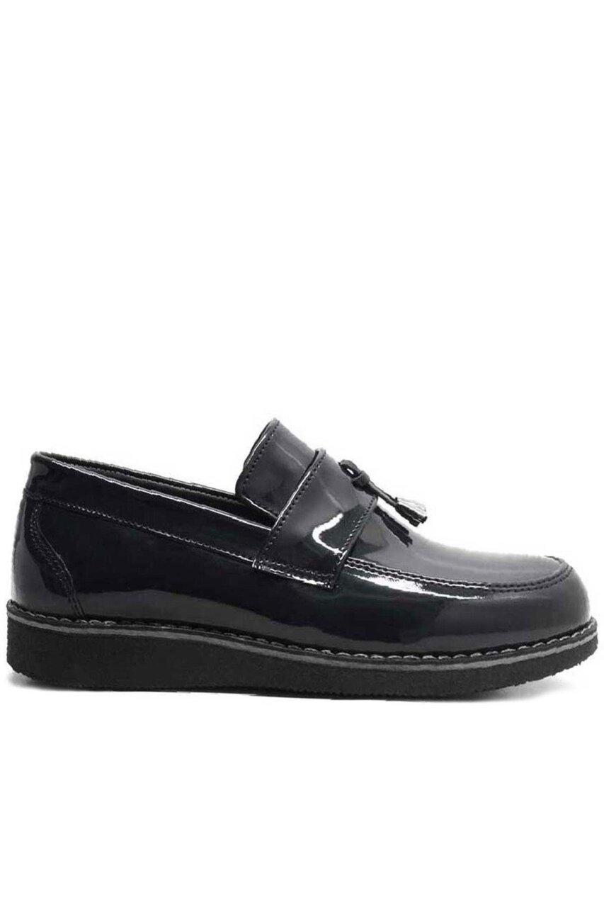 Rakerplus Siyah Rugan Loafer Çocuk Okul Ayakkabı - 3