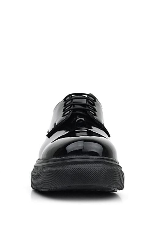 Rakerplus Derby Hakiki Deri Siyah Rugan Siyah Taban Çocuk Klasik Ayakkabı - 4