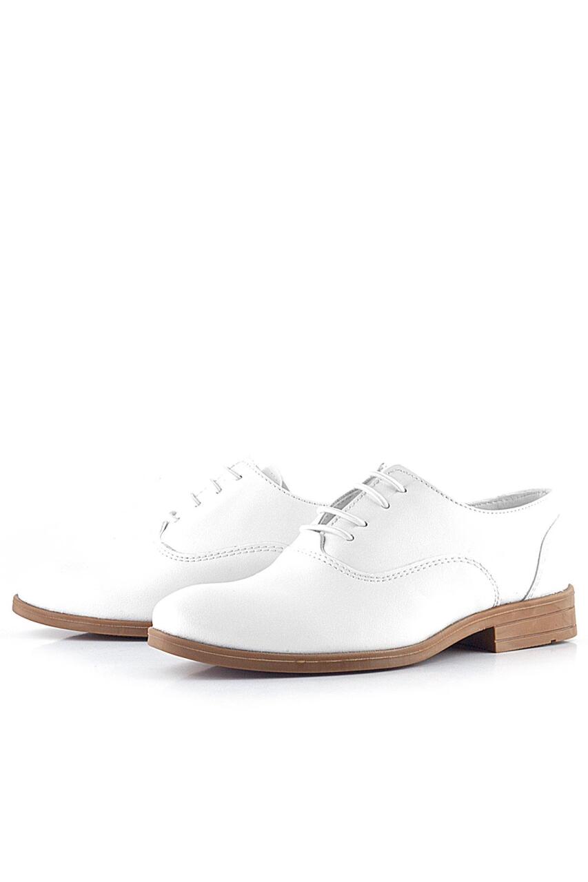 Rakerplus Smokin Beyaz Cilt Bağcıklı Çocuk Klasik Ayakkabısı - 4