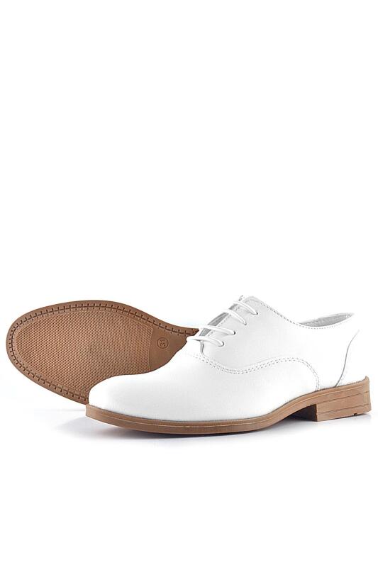 Rakerplus Smokin Beyaz Cilt Bağcıklı Çocuk Klasik Ayakkabısı - 5