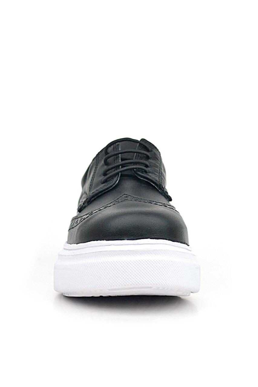 Rakerplus Hakiki Deri Siyah Beyaz Taban Oxford Çocuk Klasik Ayakkabı - 4