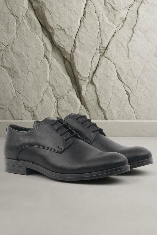 Rakerplus Siyah Mat Bağcıklı Oxford Çocuk Okul Ayakkabısı - Rakerplus