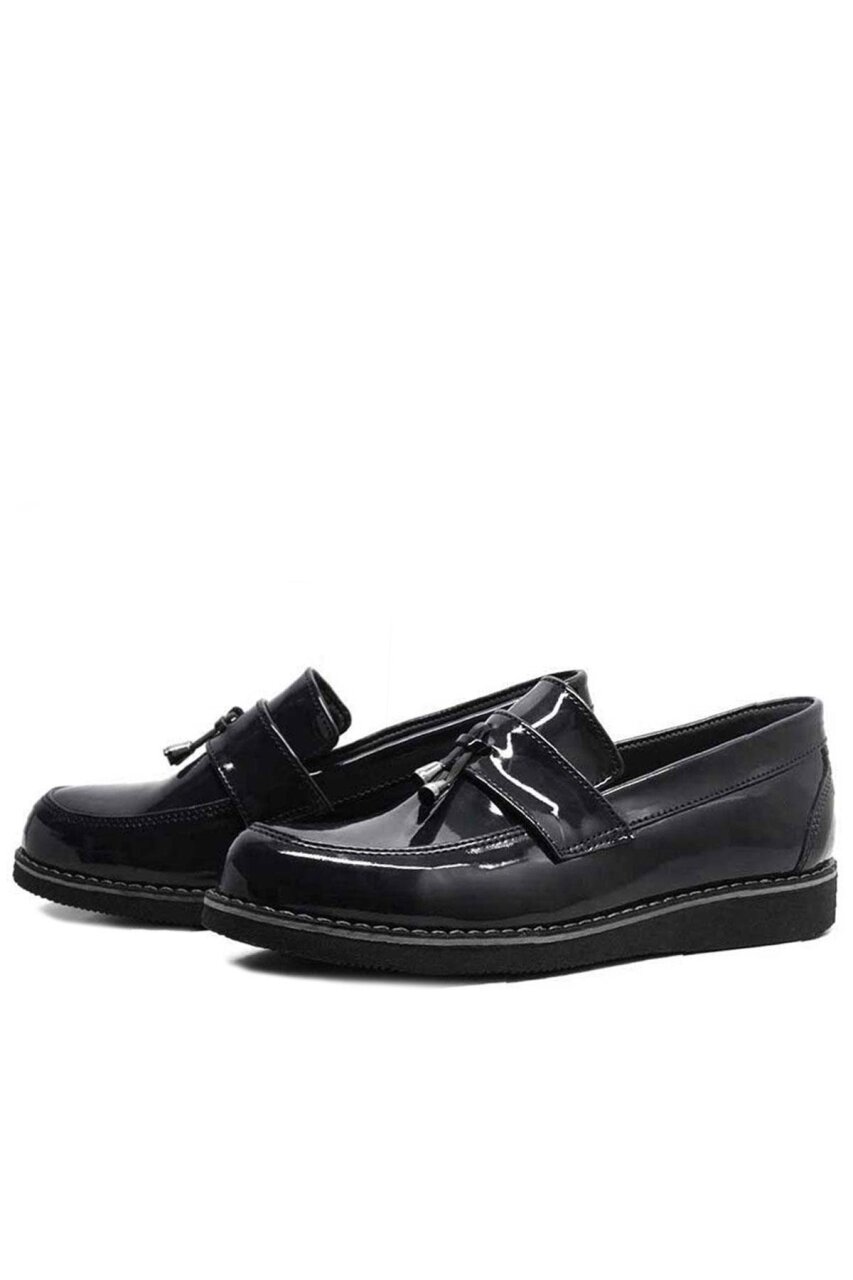 Rakerplus Siyah Rugan Loafer Çocuk Okul Ayakkabı - 5