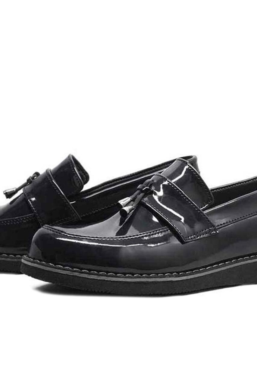 Rakerplus Siyah Rugan Loafer Çocuk Okul Ayakkabı - 7