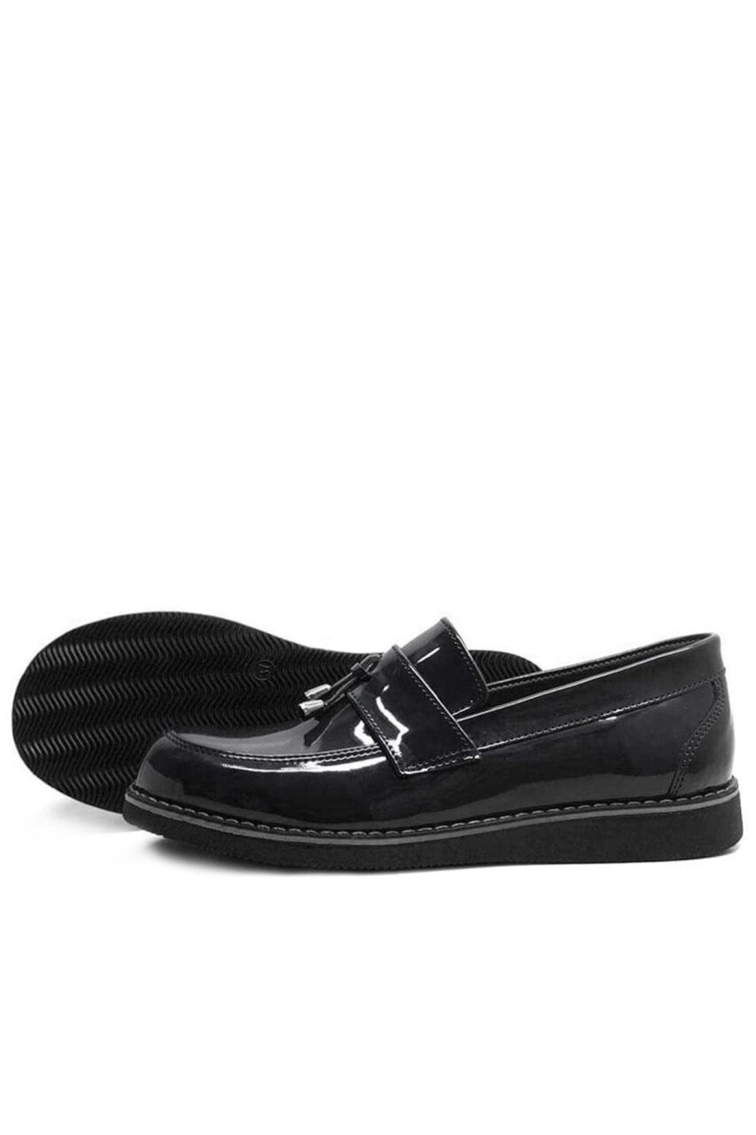 Rakerplus Siyah Rugan Loafer Çocuk Okul Ayakkabı - 5