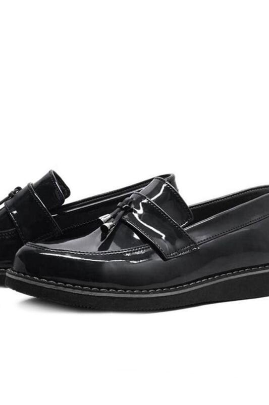 Rakerplus Siyah Rugan Loafer Çocuk Okul Ayakkabı - 6