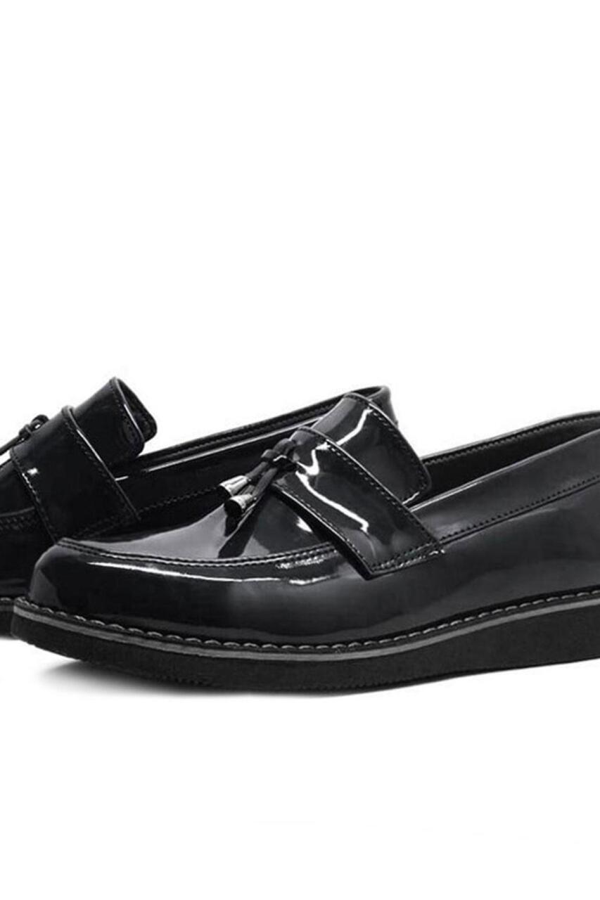 Rakerplus Siyah Rugan Loafer Çocuk Okul Ayakkabı - 6