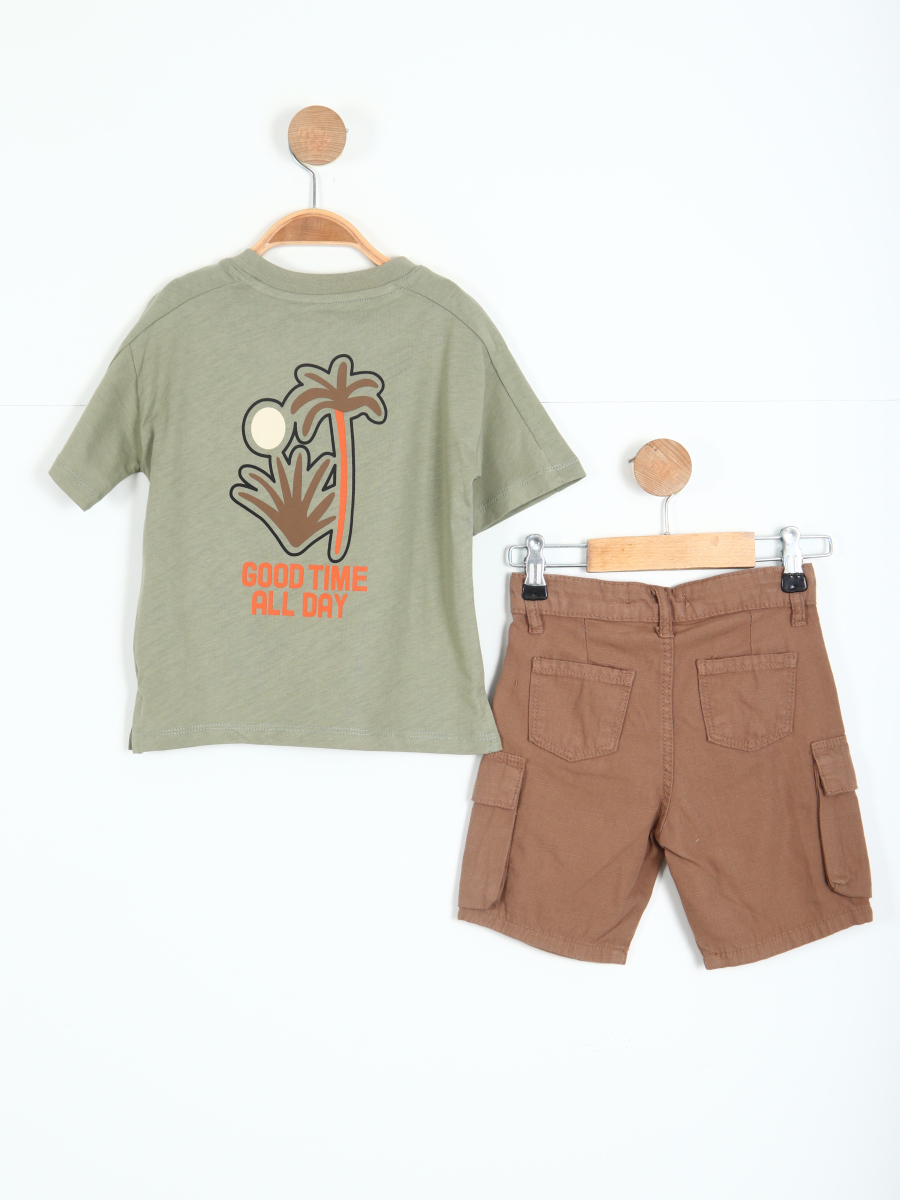 Erkek Çocuk Kombin Takmı 1-4 Yaş SET0321 Kahverengi - 4