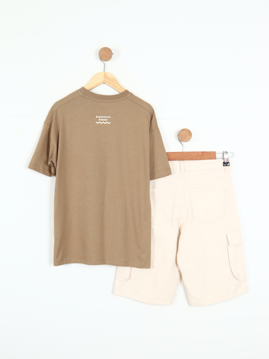 Erkek Çocuk Kombin Takmı 9-13 Yaş SET0336 Kahverengi - 4