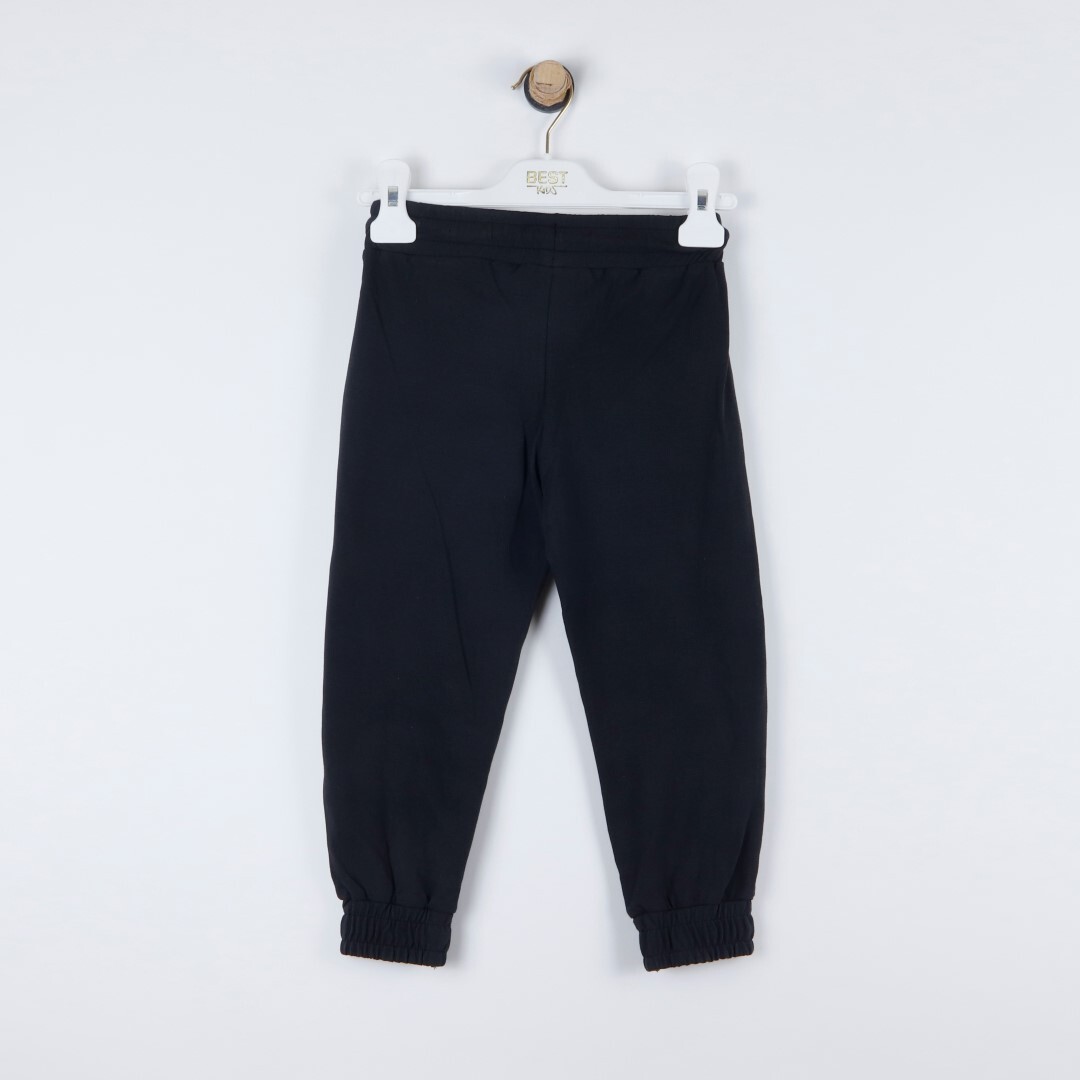 P-003630 (ce 8201) Paçaları Lastikli Baskılı Pantolon 3-7 Yaş Siyah - 1