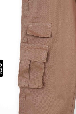 Kargo Modelli Bağcıklı Kemerli Düz Renkli Erkek Çocuk Pantolon 8-14 Yaş 66706 - 4