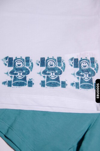 Baskılı Yakası Yandan Düğmeli Erkek Bebek Şortlu Pijama Takımı 6 Ay - 2 Yaş 1054 - 7