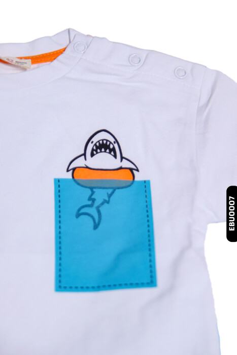 Pamuklu Erkek Bebek Şortlu Mavi Pijama Takımı 6 Ay - 2 Yaş 1098 Ebu0007 - 4