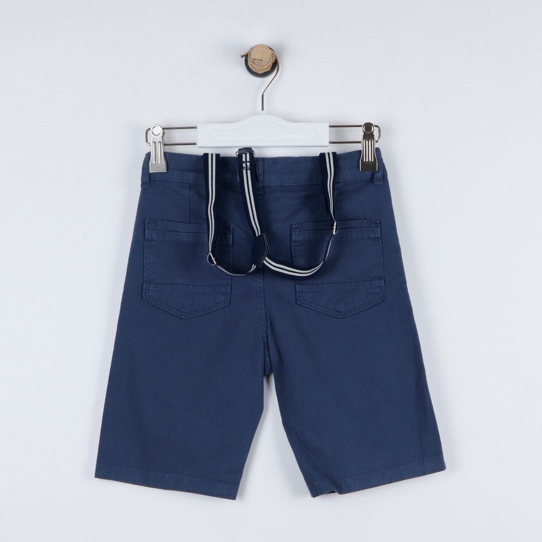 P-003602 (ce 8209) Erkek Dokuma Şort 3-7 Yaş İndigo - 1