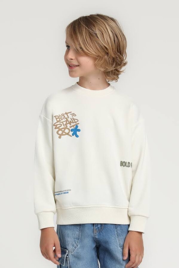 Erkek Çocuk Sweatşirt 9-13 Yaş 1861 Ekru - 1
