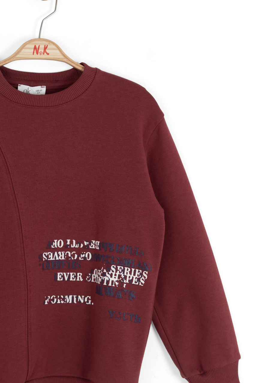 Erkek Çocuk Swaetşirt 8-14 Yaş 49301 Bordo - 6