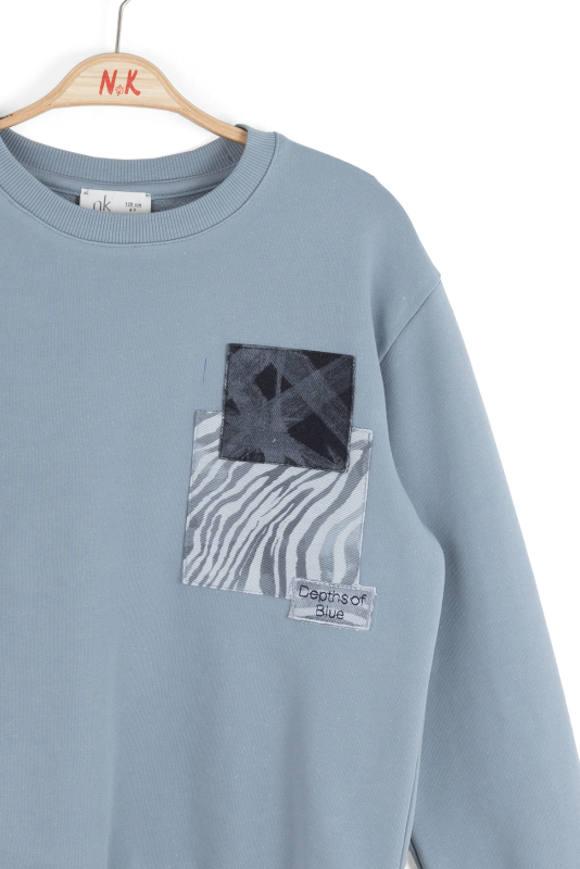 Erkek Çocuk Swaetşirt 8-14 Yaş 49302 Mavi - 4