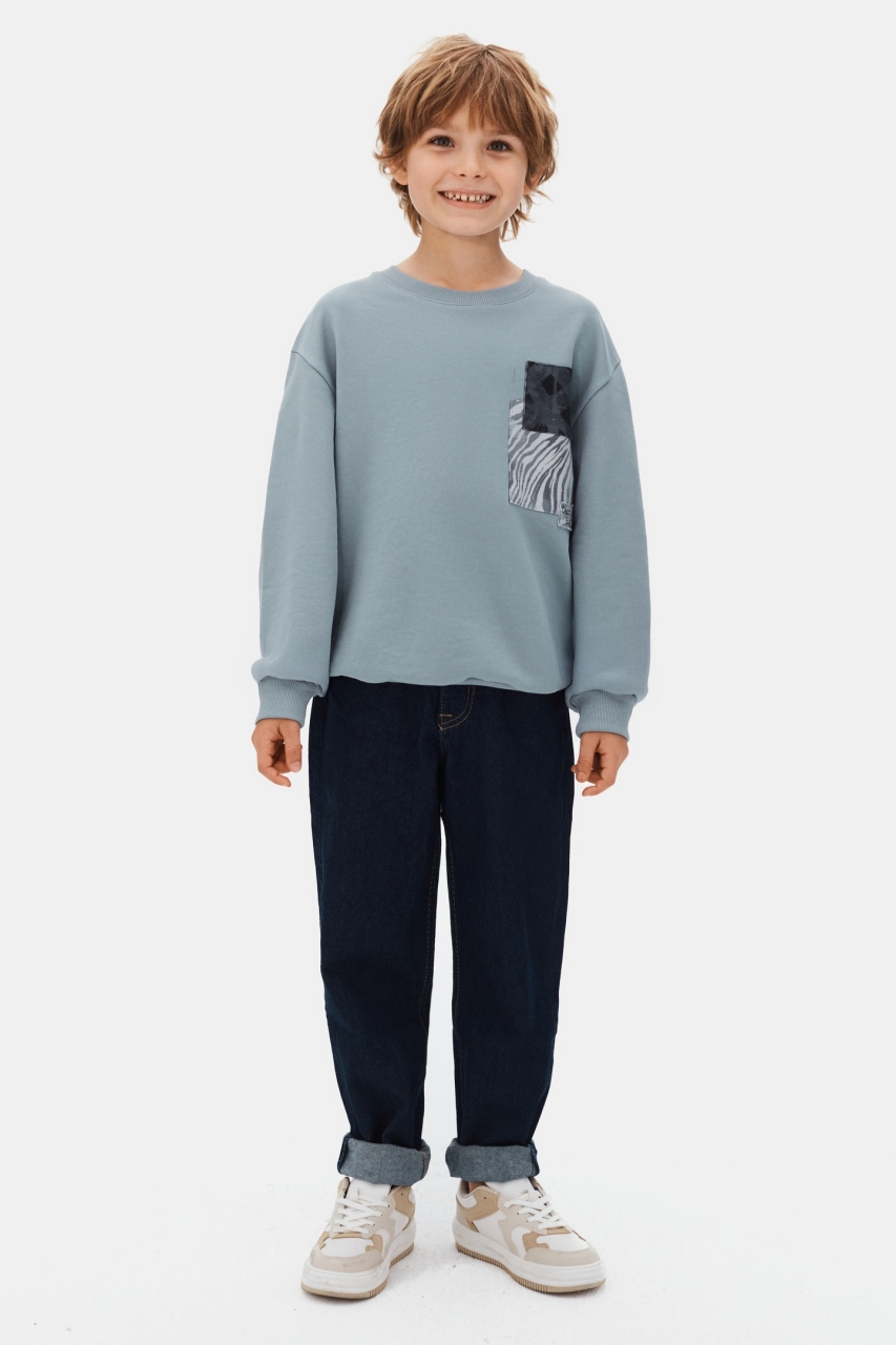 Erkek Çocuk Swaetşirt 8-14 Yaş 49302 Mavi - 5