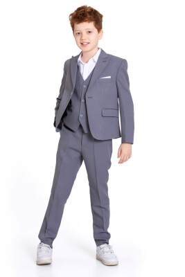 Erkek Çocuk Takım Elbise 9-12 Yaş 25901-3 Gri - 10