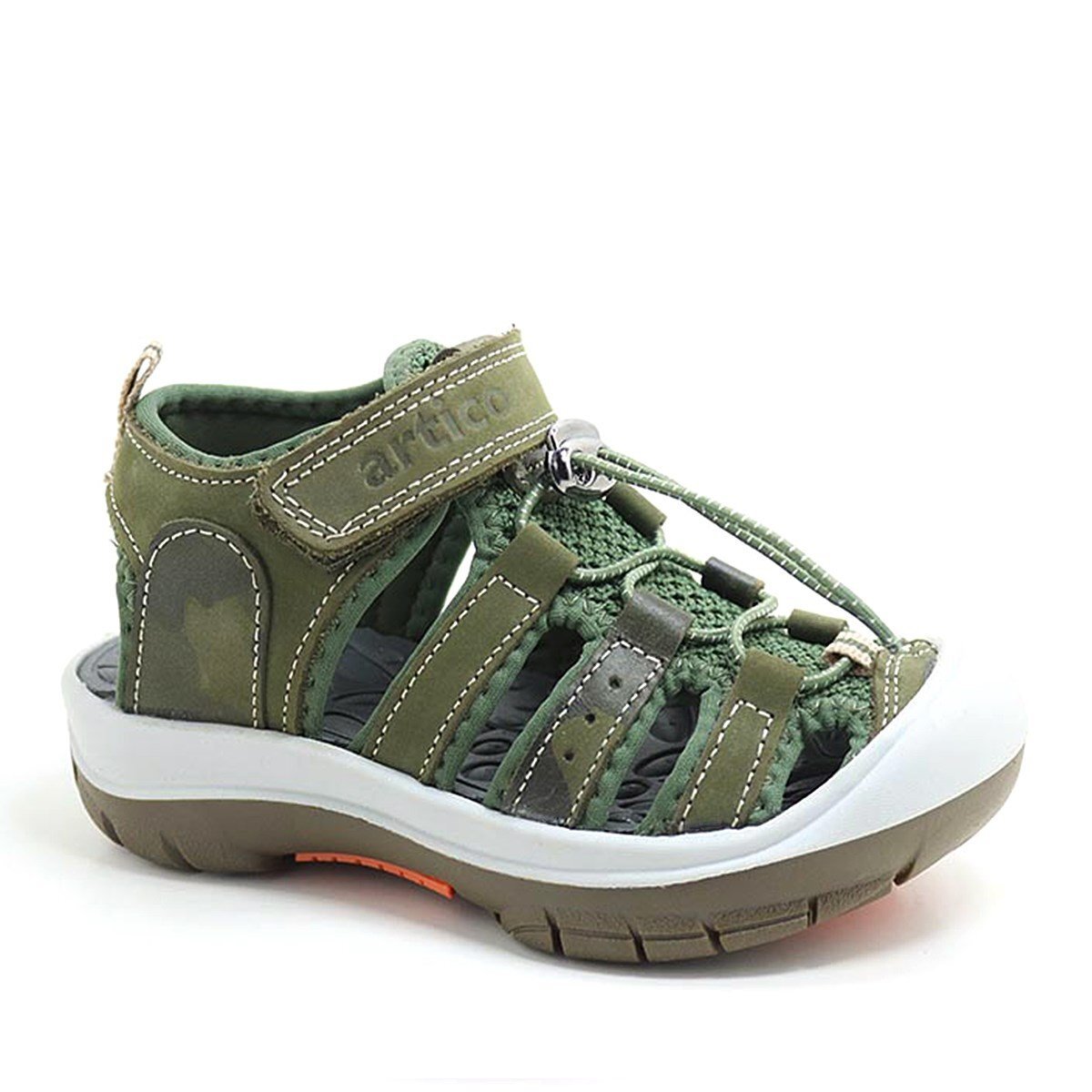 Artico Rock Hakiki Deri Haki Yeşil Çocuk Sandalet - 1