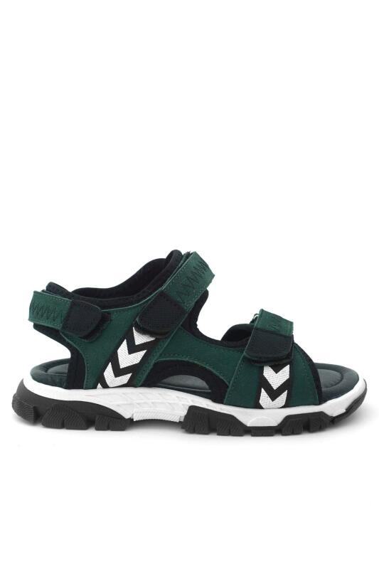 Hakiki Deri Yeşil Siyah Cırt Cırtlı Erkek Çocuk Sandalet - 3