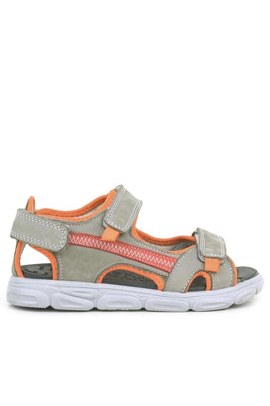 Hakiki Deri Kum Rengi Turuncu Çocuk Sandalet Ayakkabı - 2