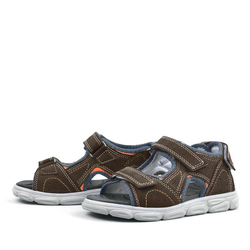 Rakerplus Hakiki Deri Kahverengi Cırtlı Çocuk Sandalet Ayakkabı - 5