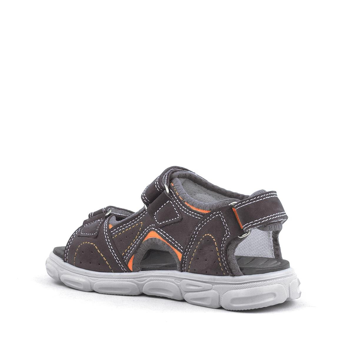 Rakerplus Hakiki Deri Gri Cırtlı Çocuk Sandalet Ayakkabı - 3