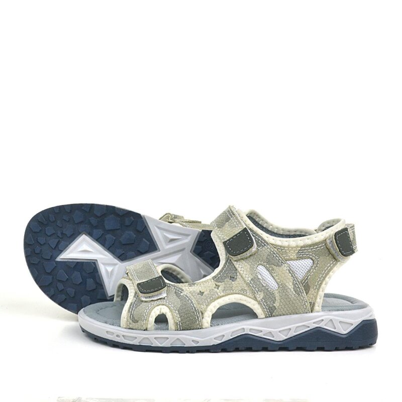 Rakerplus Hakiki Deri Bej Konfor Tabanlı Cırtlı Çocuk Sandalet - 5