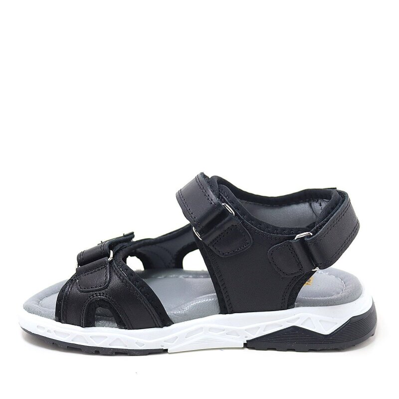 Rakerplus Hakiki Deri Siyah Konfor Tabanlı Cırtlı Çocuk Sandalet - 2