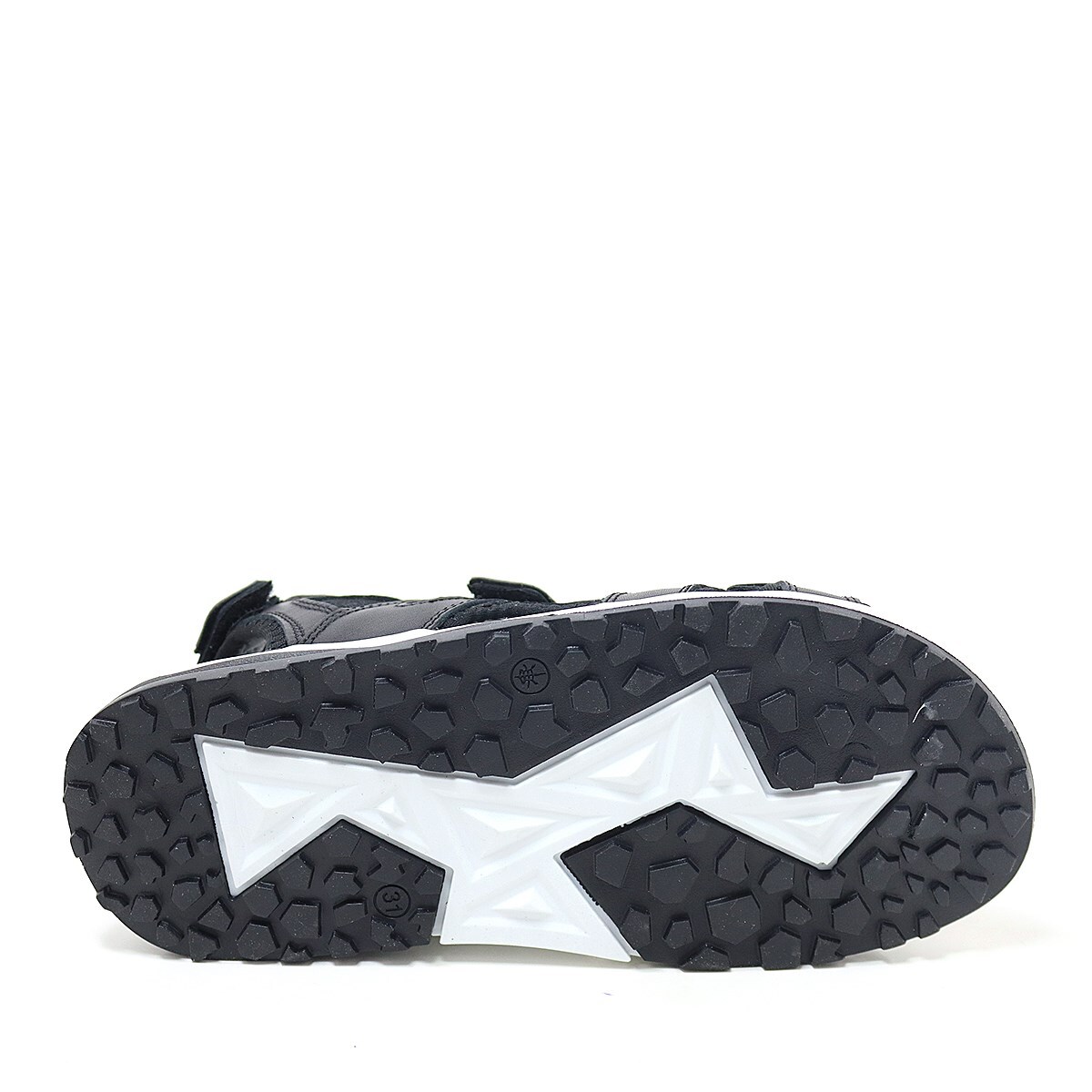 Rakerplus Hakiki Deri Siyah Konfor Tabanlı Cırtlı Çocuk Sandalet - 7