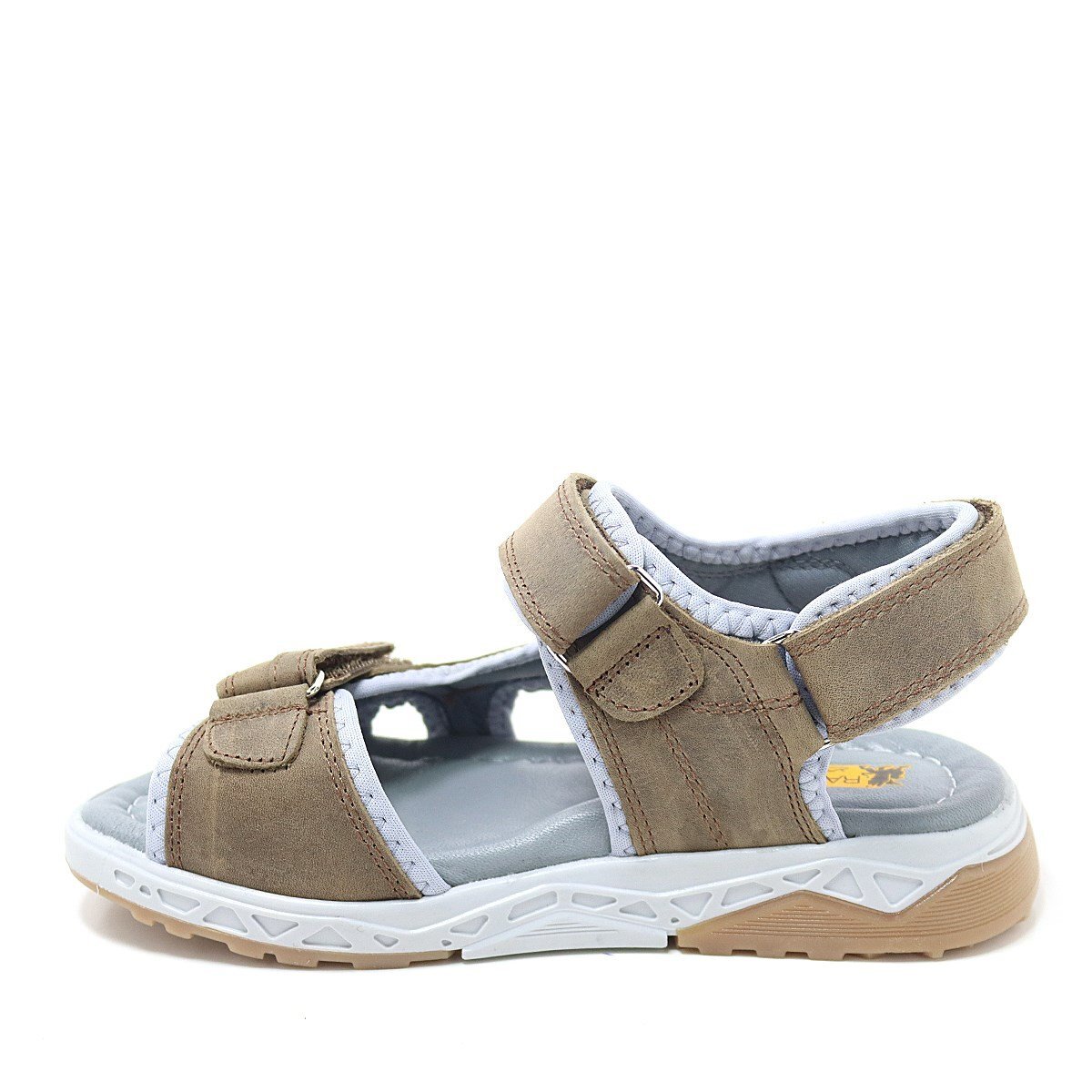 Rakerplus Hakiki Deri Kahverengi Konfor Tabanlı Cırtlı Çocuk Sandalet - 3