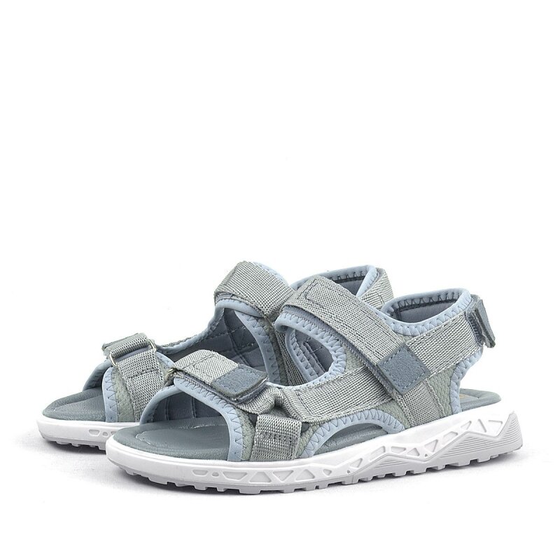 Rakerplus Gri Kordon Detaylı Konfor Tabanlı Cırtlı Çocuk Sandalet - 4