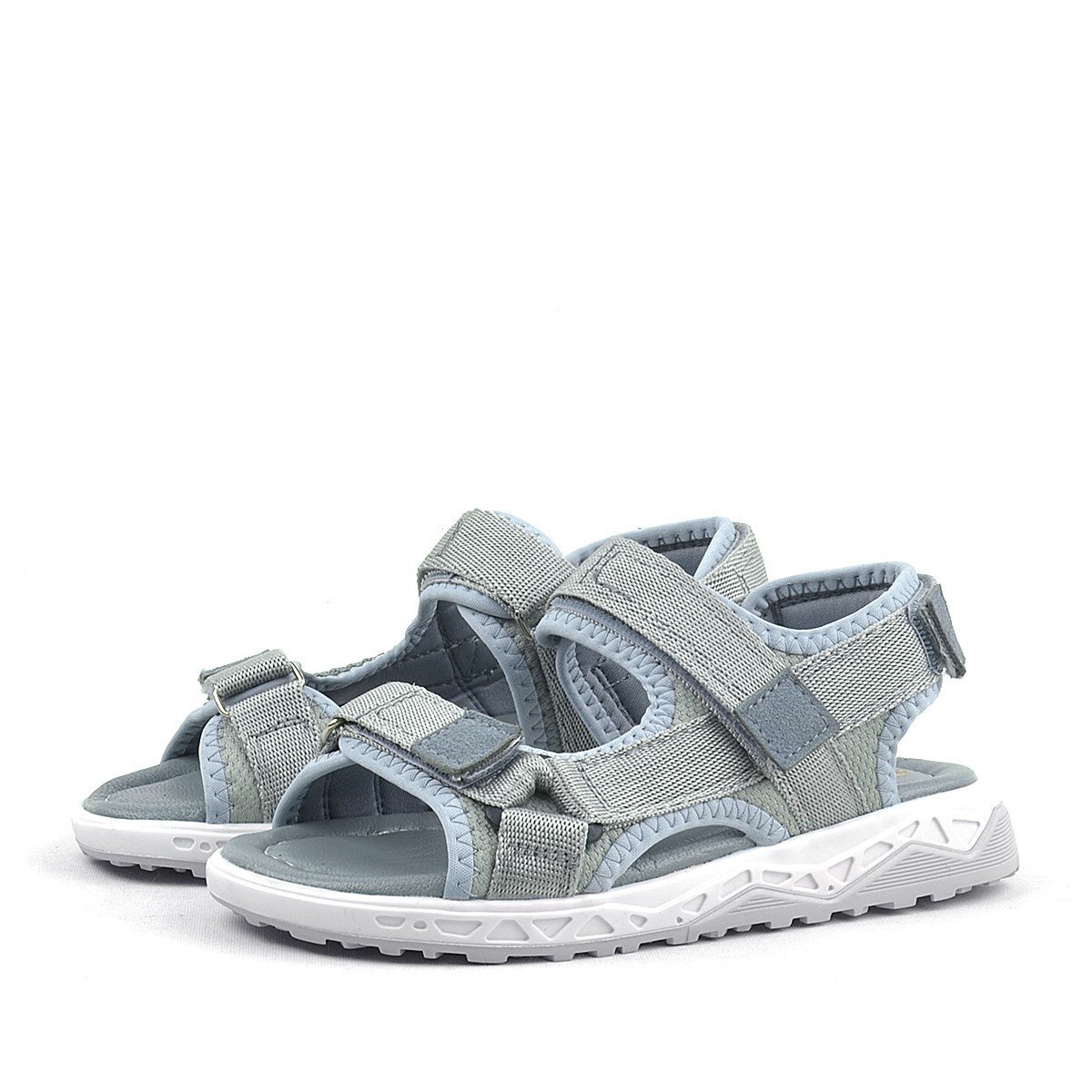 Rakerplus Gri Kordon Detaylı Konfor Tabanlı Cırtlı Çocuk Sandalet - 4