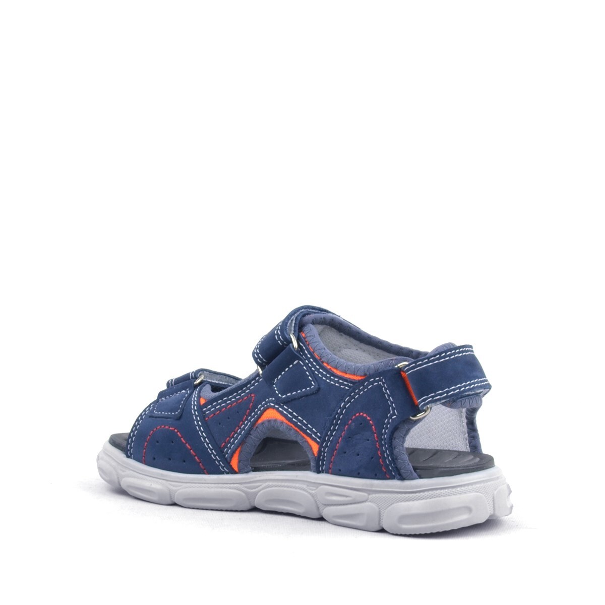 Rakerplus Hakiki Deri Lacivert Cırtlı Çocuk Sandalet - 3