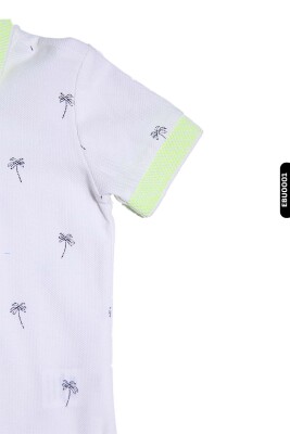 Palmiye Desenli Erkek Bebek Kısa Kollu Polo Yaka Tişört 1-3 44618 - 5