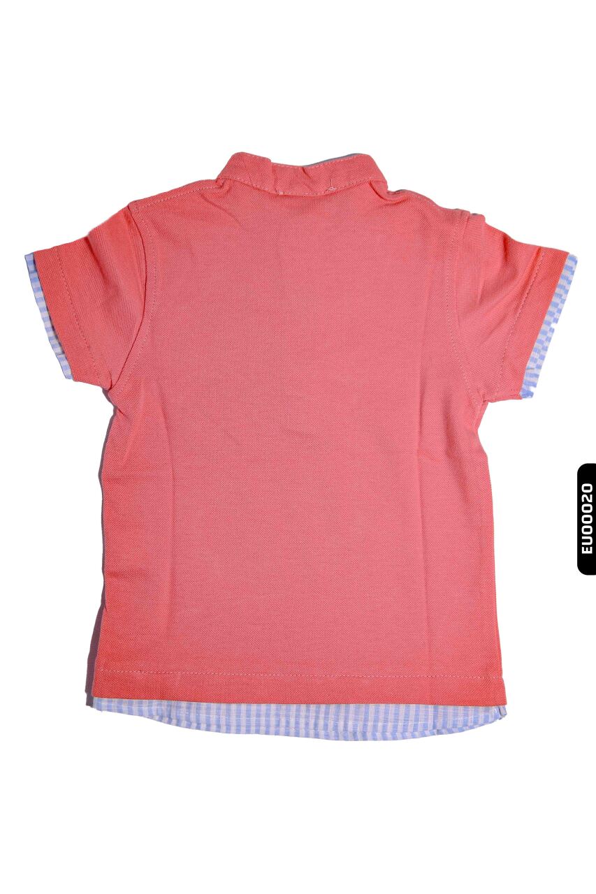 %100 Pamuklu Gözlük Baskılı Erkek Çocuk Düğmeli Polo Tişört 1-5 Yaş 8148 Kırmızı - 2