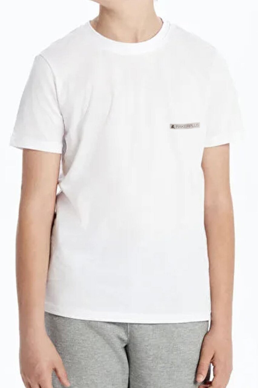Rakerplus Beyaz %100 Pamuk Unisex Kısa Kollu Çocuk Tişört - 1